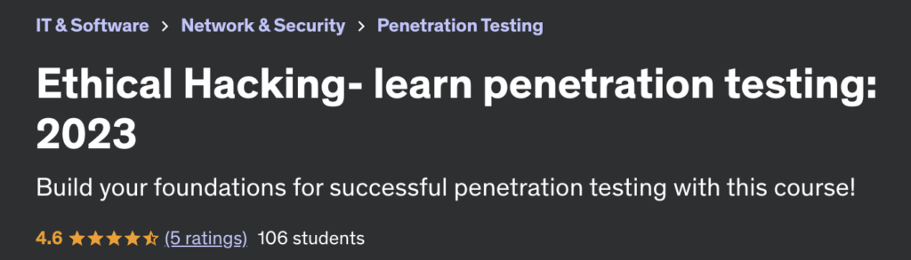 Ethical Hacking- learn penetration testing-2023