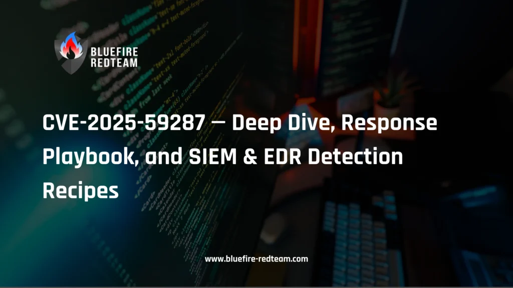 CVE-2025-59287 — Deep Dive, Response Playbook, and SIEM & EDR Detection Recipes