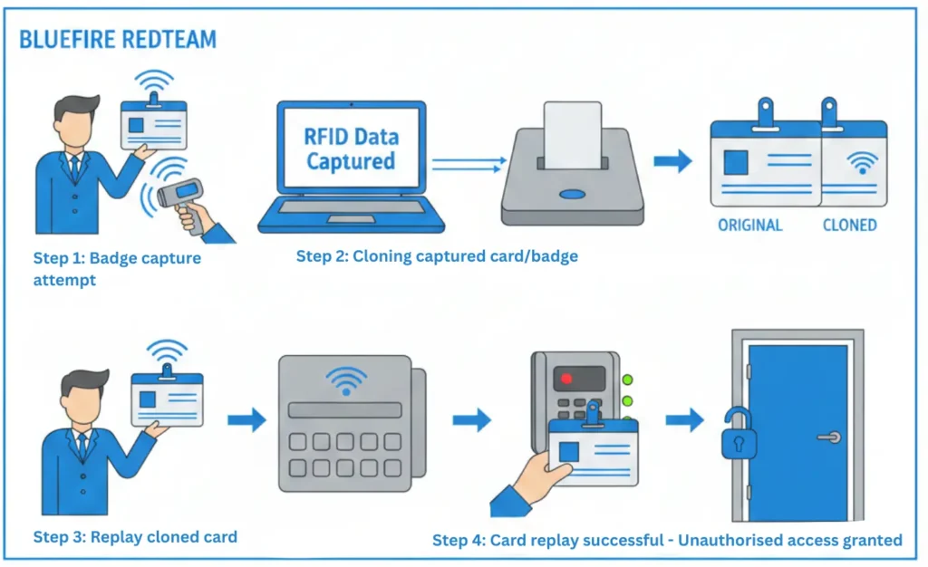 Diagram showing RFID signal capture and cloning process